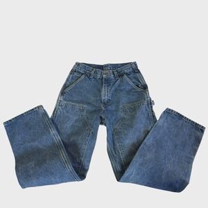 VTG CARHARTT B73-DST DOUBLE KNEE DENIM BLUE JEANS LOOSE ORIGINAL FIT 27 X 31